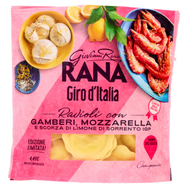 Giovanni Rana Giro d'Italia Ravioli con Gamberi, Mozzarella e Scorza di Limone di Sorrento IGP 250 g