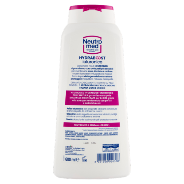 Neutromed Hydraboost ialuronico Bagnodoccia Pelle Matura Peonia pH 5,5 600 ml