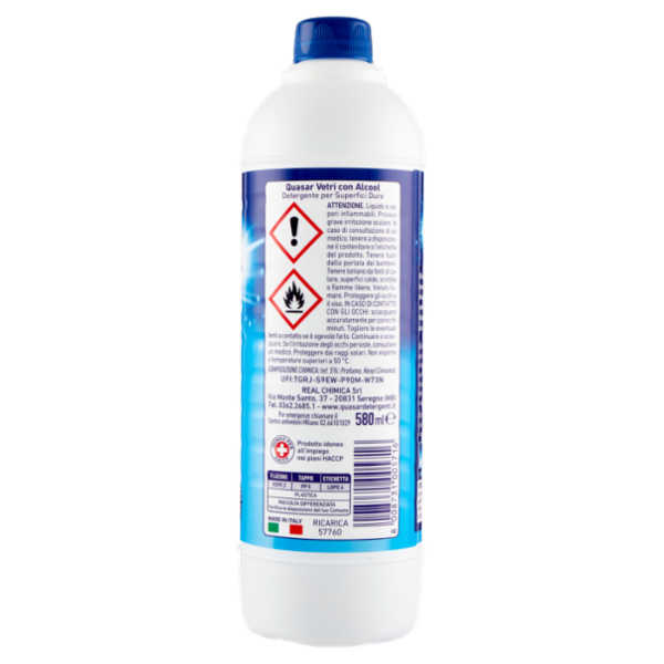 Quasar Vetri con Alcool Ricarica 580 ml