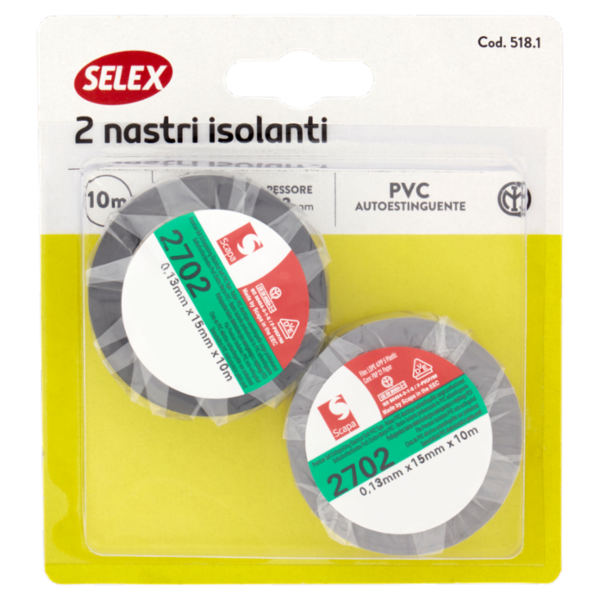Selex Nastro Isolante 15 mm x 10 m Nero e Grigio