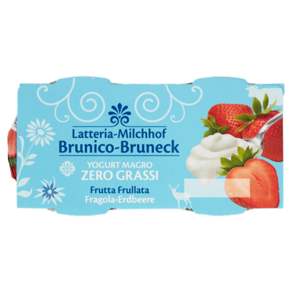 Latteria Brunico Yogurt Magro Zero Grassi Frutta Frullata Fragola 2 x 125 g
