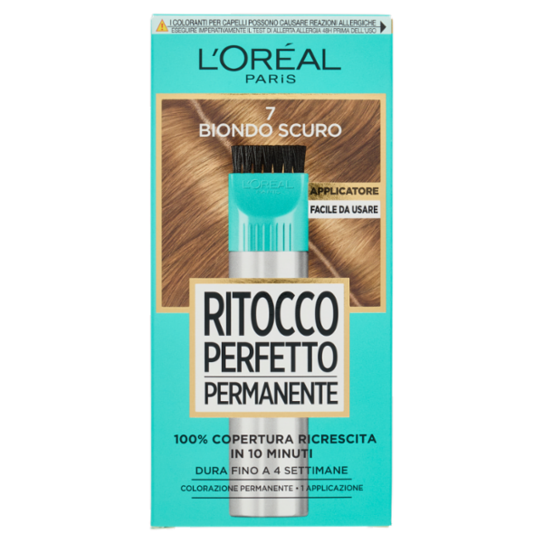 L'Oréal Paris Colorazione Ritocco Perfetto Permanente, 100% Copertura Ricrescita, 7 Biondo Scuro