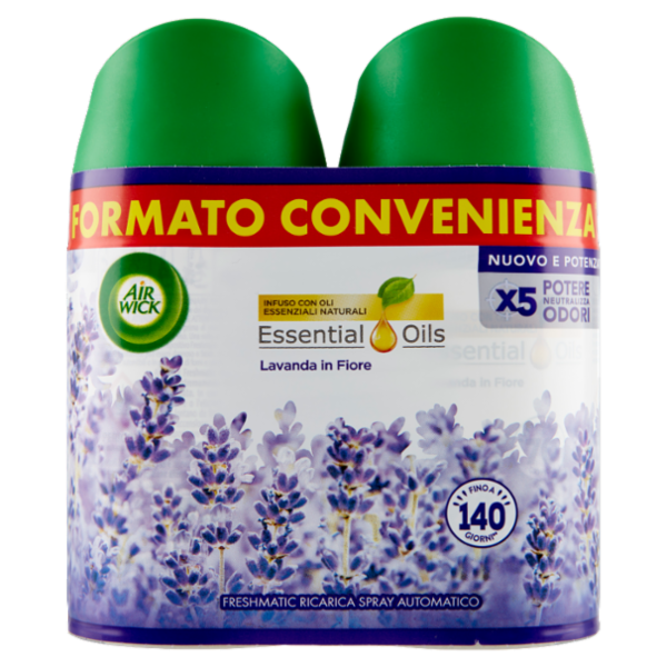 Air Wick Freshmatic Ricarica Bipacco Lavanda in Fiore Profumatore per ambiente 2 x 250 ml