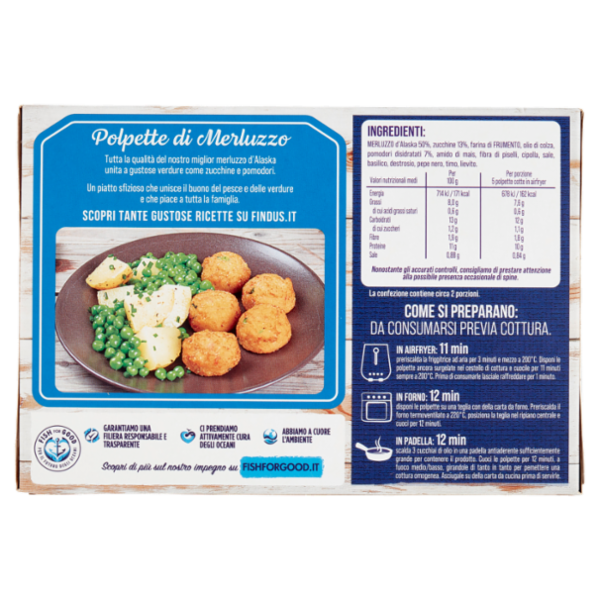 Capitan Findus Delizie D'Amare Polpette di Merluzzo con Zucchine e Pomodori 228 g