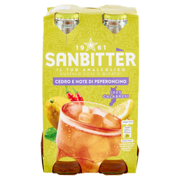 Sanbittèr, Cedro e Note di peperoncino, Aperitivo Analcolico - 4 x 200ml