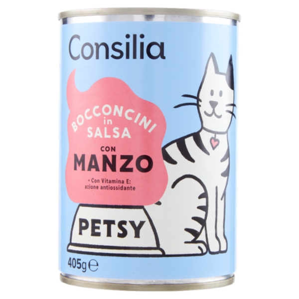 Consilia Petsy Gatto Bocconcini in Salsa con Manzo 405 g