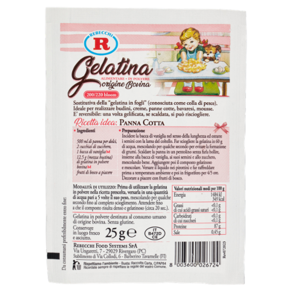 Mariarosa Gelatina Alimentare in Polvere origine Bovina 25 g