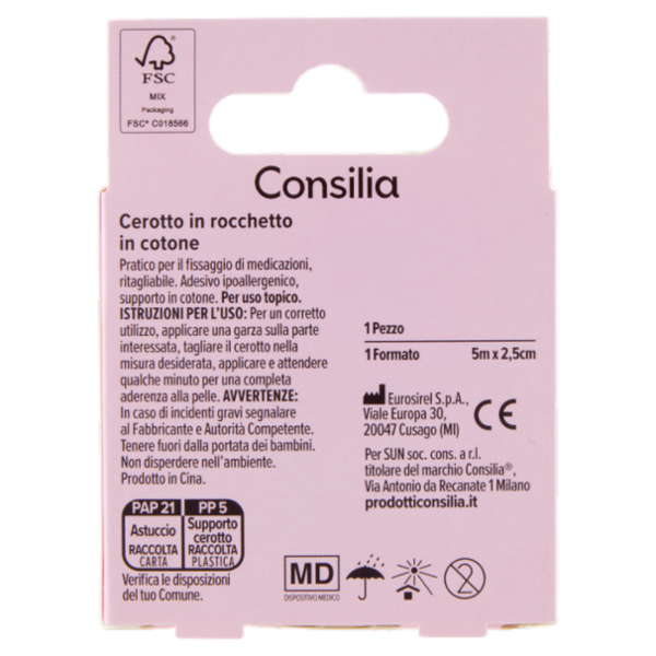 Consilia Cerotto in Cotone in Rocchetto Cm 2,5X500