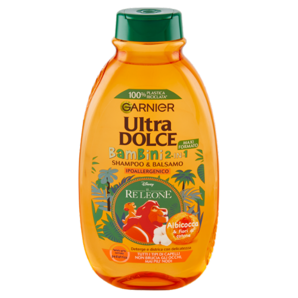 Garnier Ultra Dolce Shampoo 2in1 per Bambini all' albicocca e fiori di cotone, 300 ml