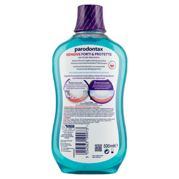 Parodontax Collutorio Gengive Forti & Protette con Acido Ialuronico e Menta Piperita 500 ml