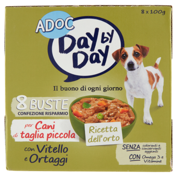 ADoC Day by Day per Cani di taglia piccola con Vitello e Ortaggi 8 x 100 g