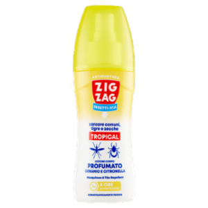 Zig Zag Insetti-Via Antipuntura Tropical Zanzare Comuni, Tigre e Zecche Geranio e Citronella 100 Ml