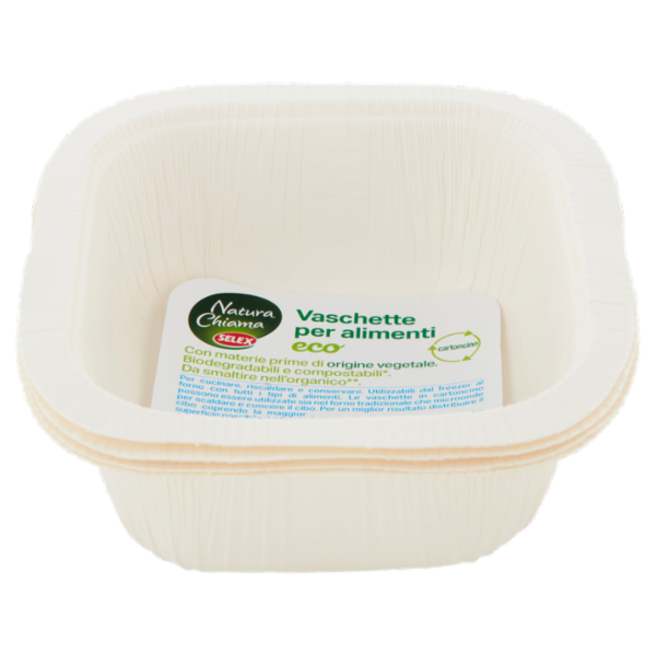 Selex Natura Chiama Vaschette in Cartoncino Biodegradabili Compostabili Eco 2 porzioni 4 pezzi