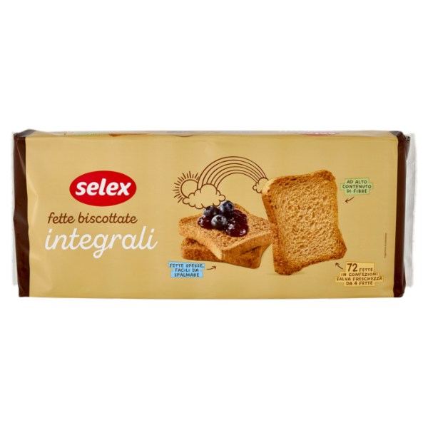 Selex Fette Biscottate con Farina di Frumento Integrale in Confez. Salvafreschezza 18x4 fette 640 g