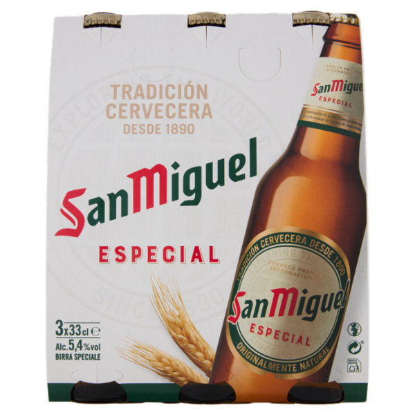 SAN MIGUEL Especial Birra lager spagnola bottiglia 3x33 cl