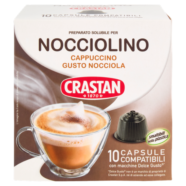 Crastan Preparato Solubile per Nocciolino Capsule Compatibili Dolce Gusto 10 x 12 g
