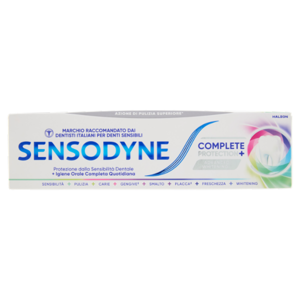 Sensodyne Complete Protection+ Whitening, Dentifricio Denti Sensibili, Igiene orale completa 75 ml