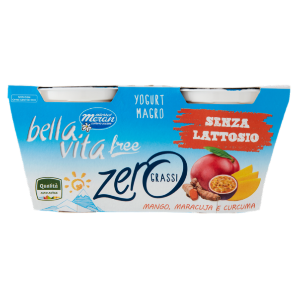 bella vita free Yogurt Magro Senza Lattosio Zero Grassi Mango, Maracuja e Curcuma 2 x 125 g