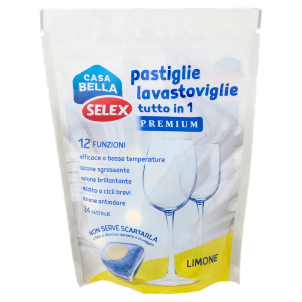 Selex Casa Bella Detersivo per Lavastoviglie Pastiglie Tutto in 1 al Limone 24x15 g