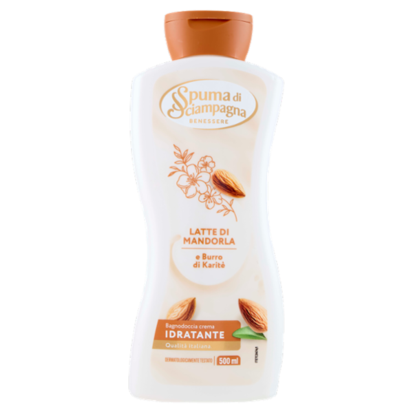 Spuma di Sciampagna Benessere Bagnodoccia crema Idratante Latte di Mandorla e Burro di Karitè 500 ml