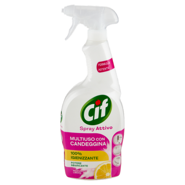 Cif Spray Attivo Multiuso con Candeggina Profumo di Limone 650 ml