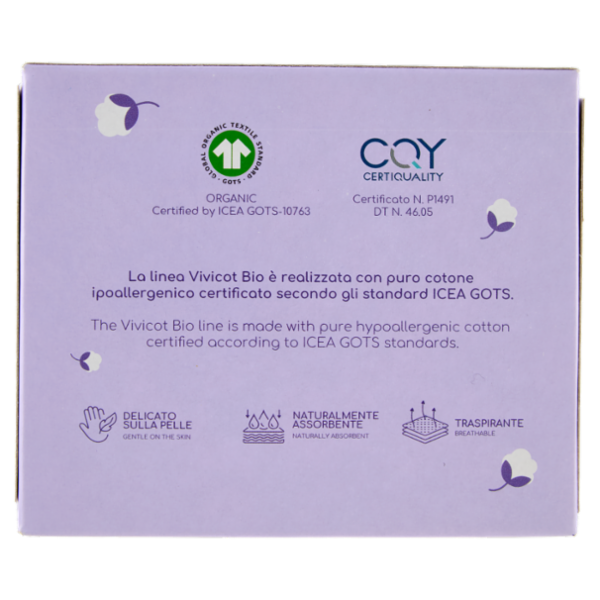 Vivicot Bio Assorbenti giorno compostabili con Ali Ripiegati in Bustina 14 pz