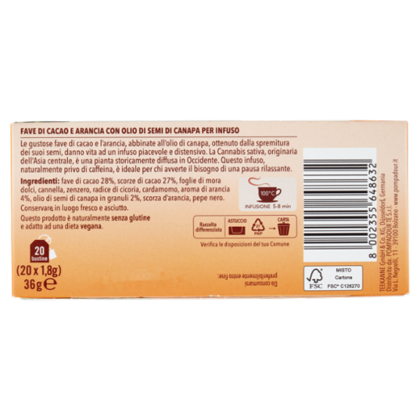 Pompadour Infuso Cacao Arancia con Canapa* 20 x 1,8 g