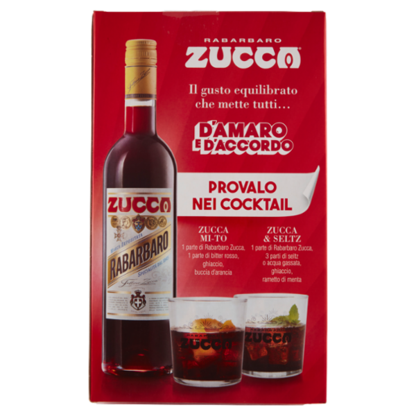 Zucca Rabarbaro 70 cl + 2 Bicchieri in Regalo