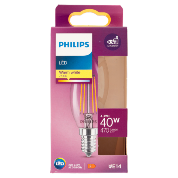 Philips Led candela filamento 40W E14 2700K