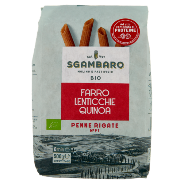 Sgambaro Bio Farro Lenticchie Quinoa Penne Rigate N°91 500 g