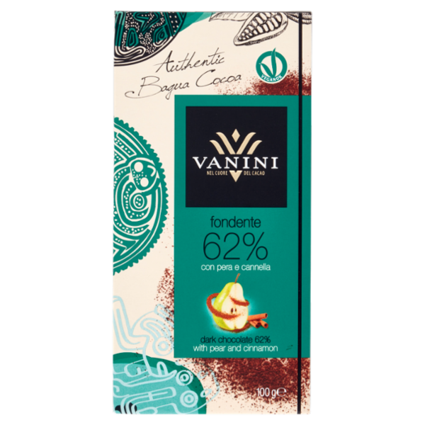 Vanini fondente 62% con pera e cannella 100 g