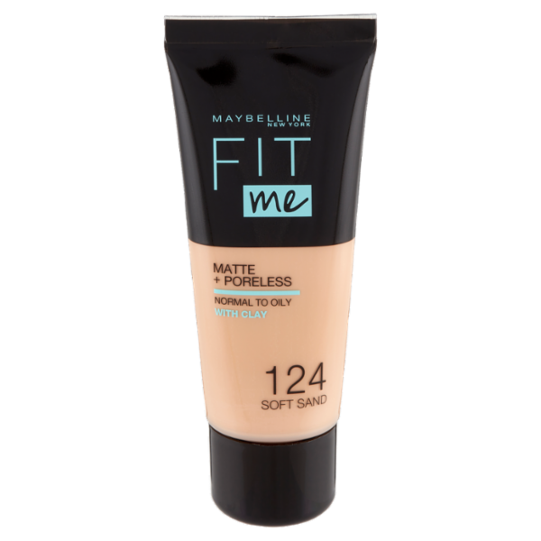 Maybelline New York Fondotinta Fit Me Matte&Poreless, Finish Opacizzante, 124 Soft Sand
