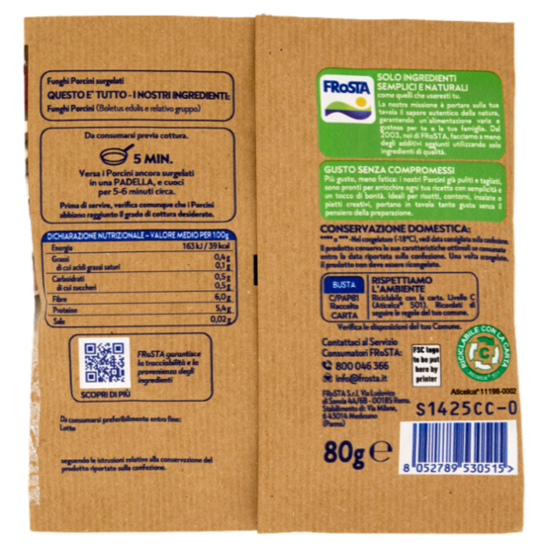 FRoSTA Porcini Puliti e Tagliati 80 g