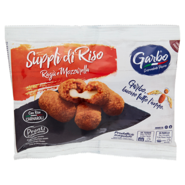 Garbo Linea Panati Supplì di Riso Ragù e Mozzarella Prodotto surgelato 250 g