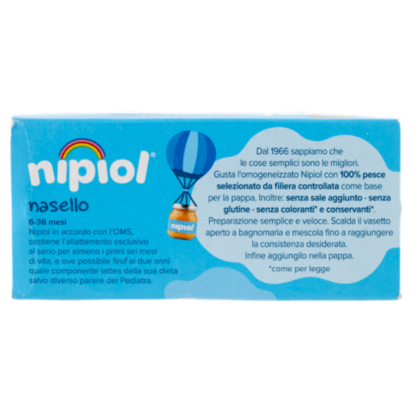 nipiol nasello omogeneizzato con filetti di pesce selezionato e patate 2 x 80 g