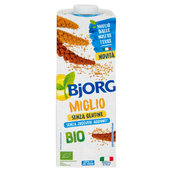 BJORG Miglio Bevanda Vegetale Bio, Senza Glutine, Senza Zuccheri Aggiunti, Prodotto in Italia, 1L