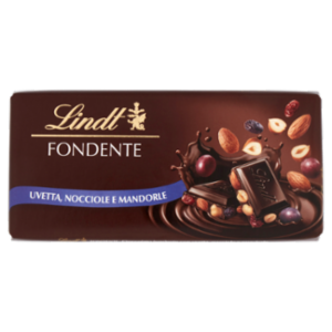 Lindt Gamme Bleue Tavoletta Cioccolato Fondente Uvetta Mandorle e Nocciole 100 g
