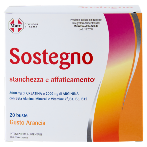 Matt Divisione Pharma Ricarica Sostegno stanchezza e affaticamento Gusto Arancia 20 buste 160 g