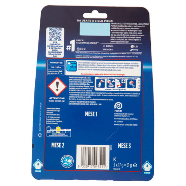 Finish Curalavastoviglie Ciclo Pieno cura lavastoviglie 3 x 17 g