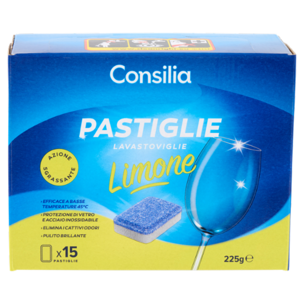 Consilia Detersivo per Lavastoviglie Pastiglie Bistrato al Limone 15x15 g