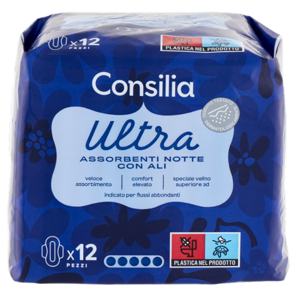 Consilia Assorbenti Ultra Notte con Ali 12 pezzi