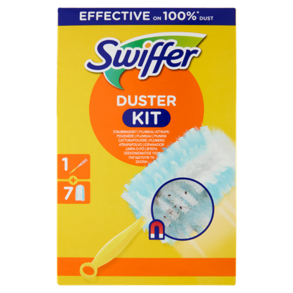 Swiffer Duster Kit Cattura Polvere (1 Manico + 7 Piumini per spolverare)