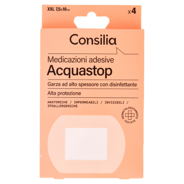 Consilia Medicazioni Adesive Impermeabili Formato XXL 7,5x10 cm 4 pezzi