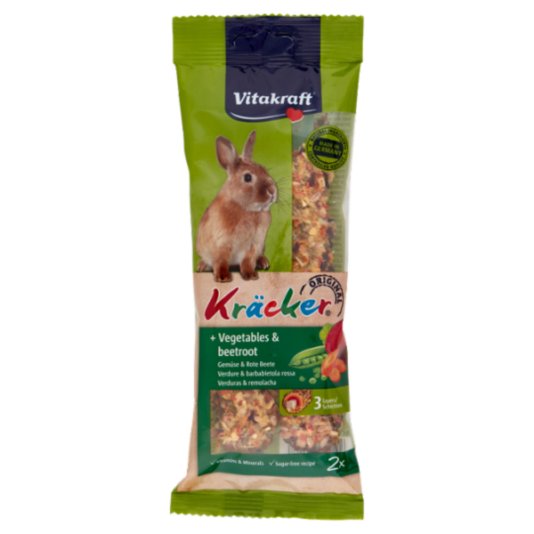Vitakraft Kräcker Original + Verdure & barbabietola rossa conigli nani 2 pezzi 112 g