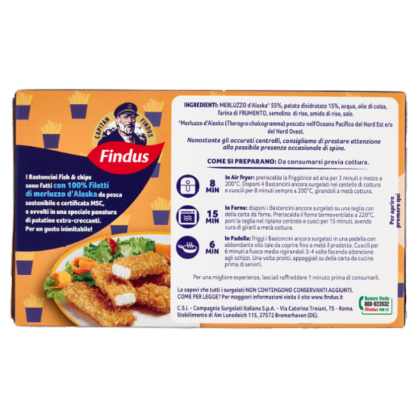 Capitan Findus 8 Bastoncini Fish & Chips 224 g