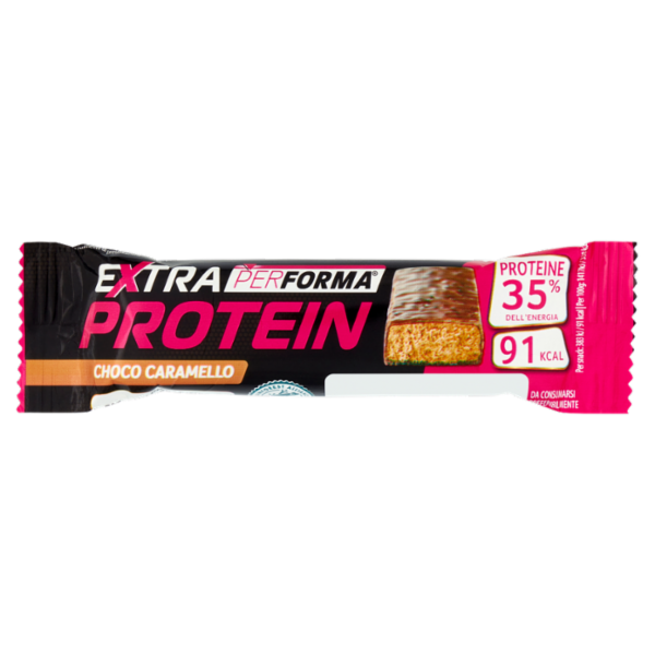 Performa Extra Protein Choco Caramello, barretta proteica, 91kcal per barretta, monopack da 27 g