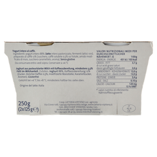Sterzing Vipiteno Sapori di Vipiteno Yogurt al caffè 2 x 125 g