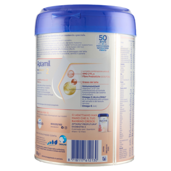 APTAMIL PROFUTURA2, Latte di Proseguimento in Polvere dal 6° mese compiuto, con Vitamine C&D, 800g
