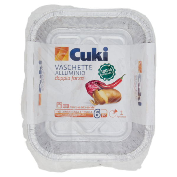 Cuki Cuoce Vaschette Alluminio doppia forza 1 Porzione 6 pz