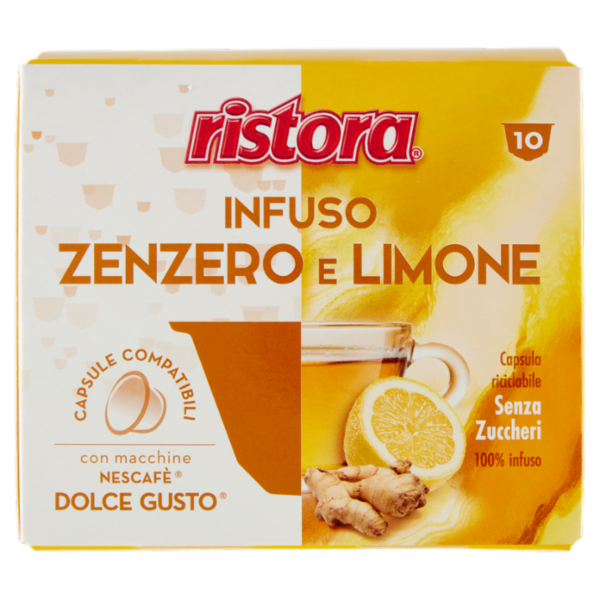 ristora Infuso Zenzero e Limone Capsule compatibili con macchine Nescafè Dolce Gusto 10 x 2,5 g